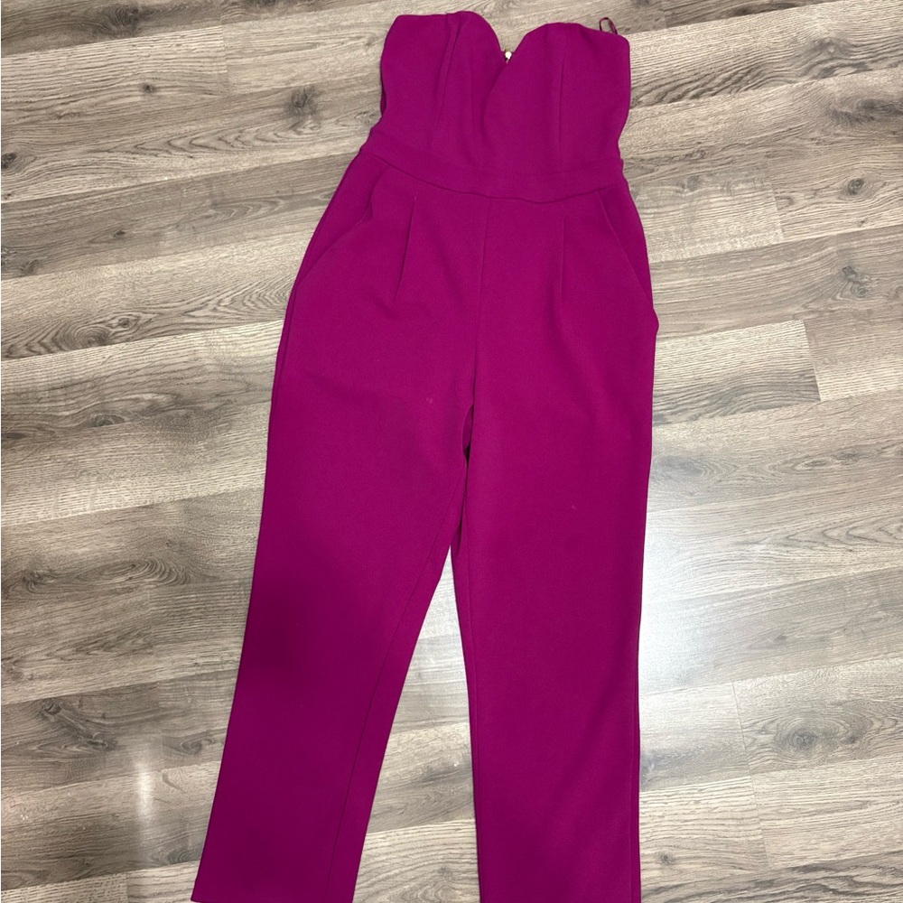 Express Strapless Magenta Jumpsuit